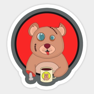 Coffee Zombie Bear Sticker